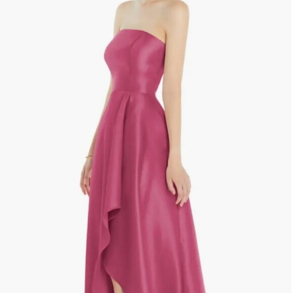 Alfred Sung Tea Rose Strapless Satin Gown D832 - Picture 2 of 3